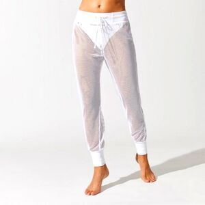 Mesh Jogger with Adjustable Waistband, White 2X, Sporty, Sexy